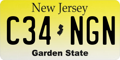 NJ license plate C34NGN