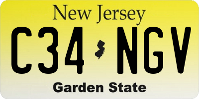 NJ license plate C34NGV