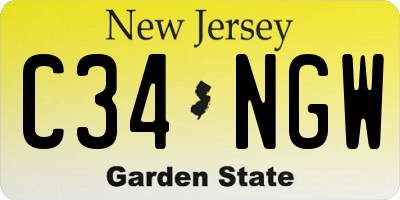 NJ license plate C34NGW