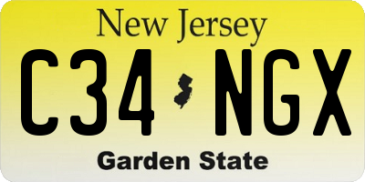 NJ license plate C34NGX