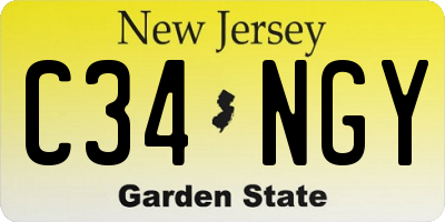 NJ license plate C34NGY