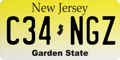 NJ license plate C34NGZ