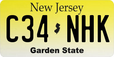 NJ license plate C34NHK
