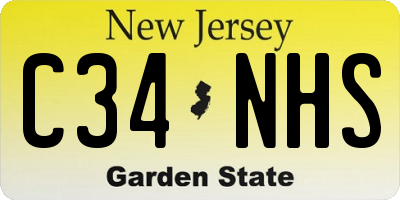 NJ license plate C34NHS