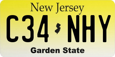 NJ license plate C34NHY