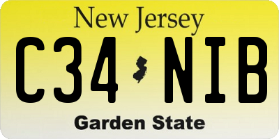 NJ license plate C34NIB