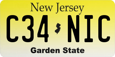 NJ license plate C34NIC
