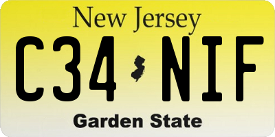 NJ license plate C34NIF