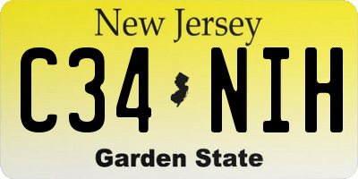 NJ license plate C34NIH