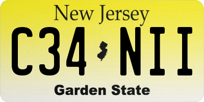 NJ license plate C34NII