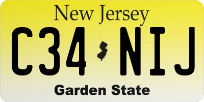 NJ license plate C34NIJ