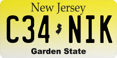 NJ license plate C34NIK