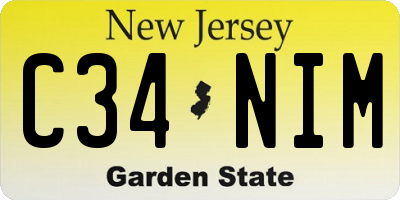 NJ license plate C34NIM