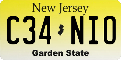 NJ license plate C34NIO