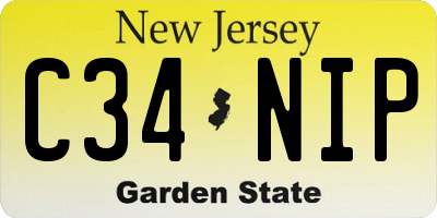 NJ license plate C34NIP