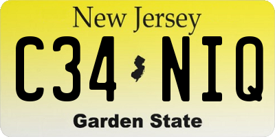 NJ license plate C34NIQ