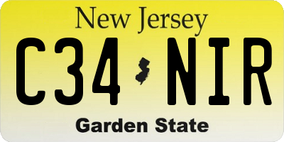 NJ license plate C34NIR