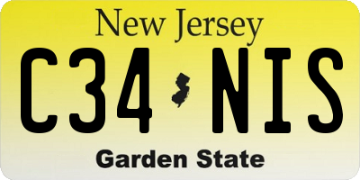 NJ license plate C34NIS