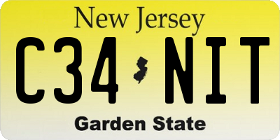 NJ license plate C34NIT