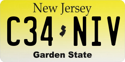 NJ license plate C34NIV