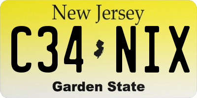 NJ license plate C34NIX