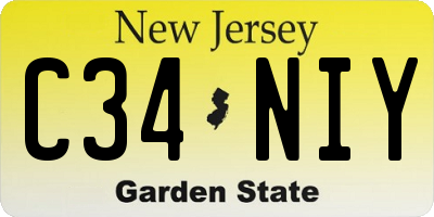NJ license plate C34NIY