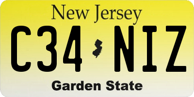 NJ license plate C34NIZ