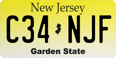 NJ license plate C34NJF