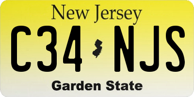 NJ license plate C34NJS