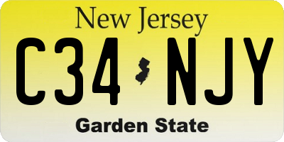 NJ license plate C34NJY