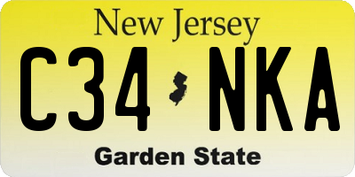 NJ license plate C34NKA
