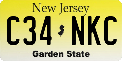 NJ license plate C34NKC