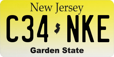 NJ license plate C34NKE