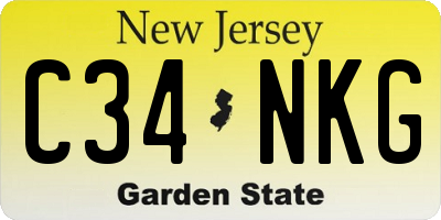 NJ license plate C34NKG