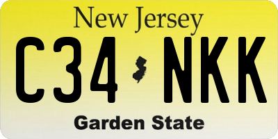 NJ license plate C34NKK