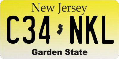 NJ license plate C34NKL