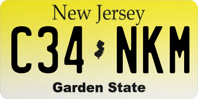 NJ license plate C34NKM