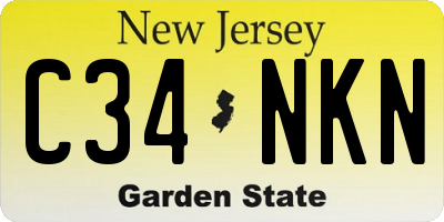 NJ license plate C34NKN
