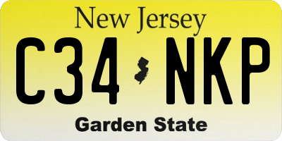 NJ license plate C34NKP