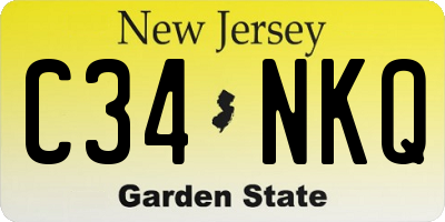 NJ license plate C34NKQ