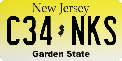 NJ license plate C34NKS