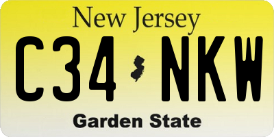NJ license plate C34NKW