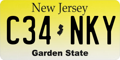 NJ license plate C34NKY
