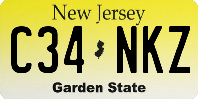 NJ license plate C34NKZ