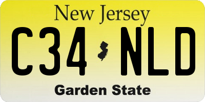 NJ license plate C34NLD