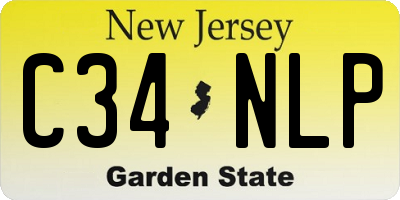 NJ license plate C34NLP