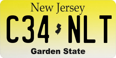 NJ license plate C34NLT