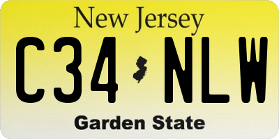 NJ license plate C34NLW