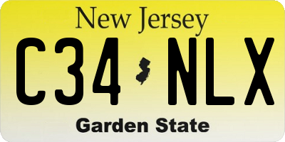 NJ license plate C34NLX