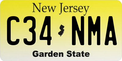 NJ license plate C34NMA